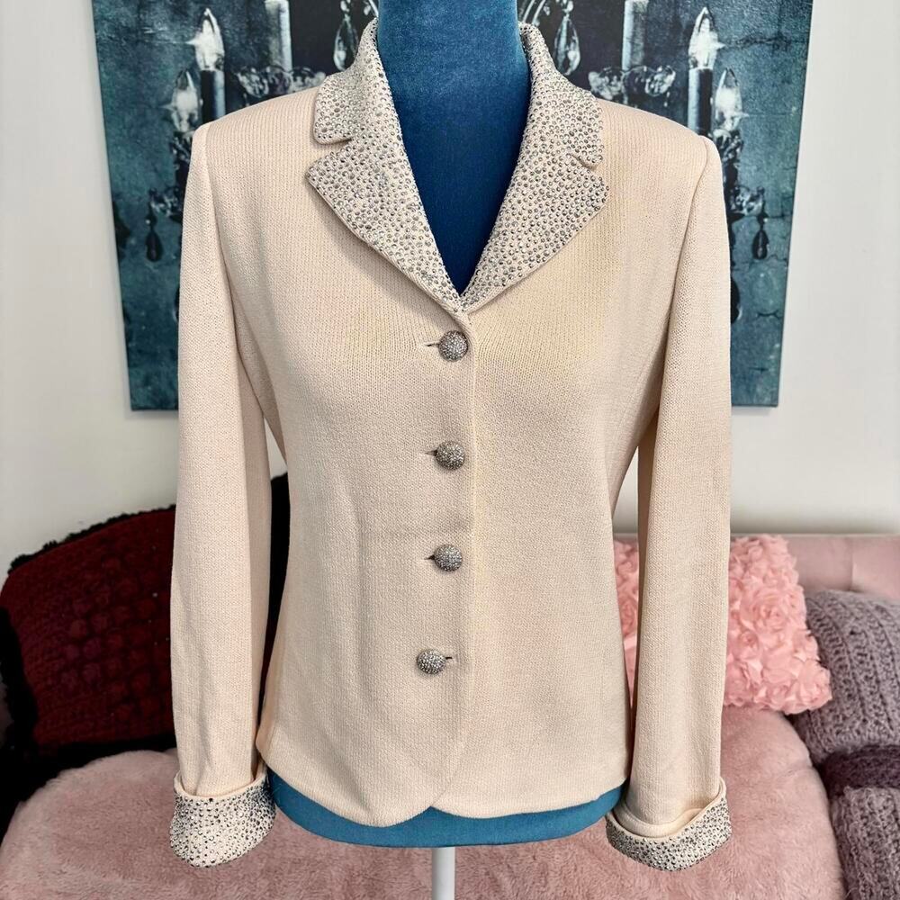 NEW Vintage Y2K St. John Evening Couture Knit Rhinestone Jacket Luxury Glam